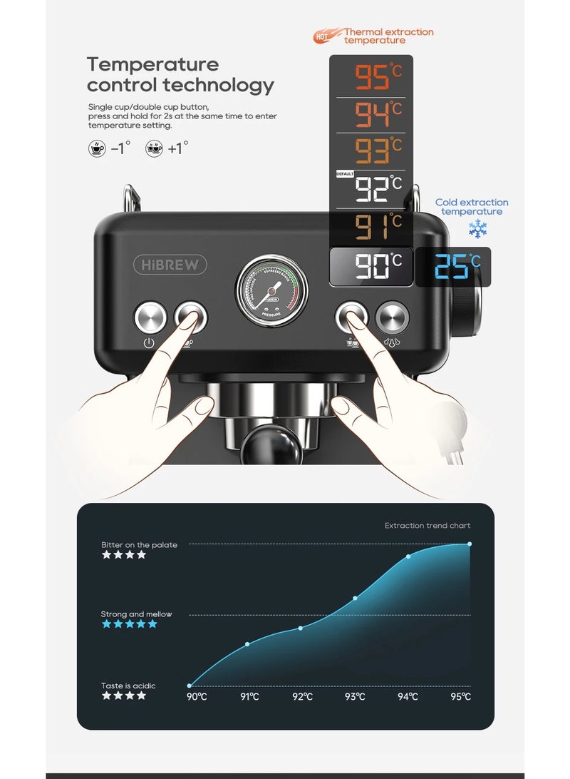 HiBREW 20Bar Semi Automatic Espresso Coffee Machine H10A Black - Image 3